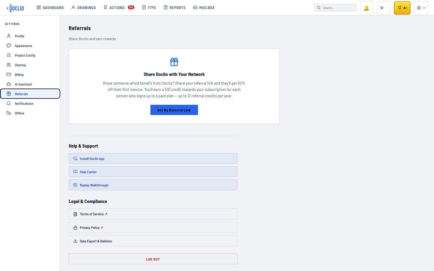 Referrals in Settings